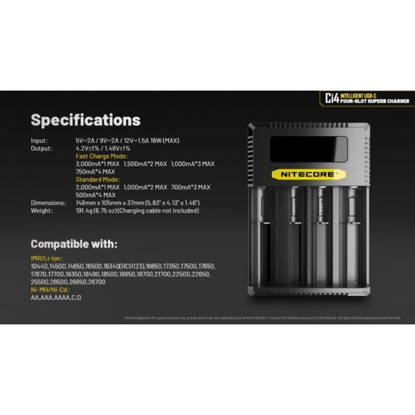 Nitecore CI4, incarcator acumulatori universal IMR/Li-ion, Ni-MH/Ni-Cd - imagine 12