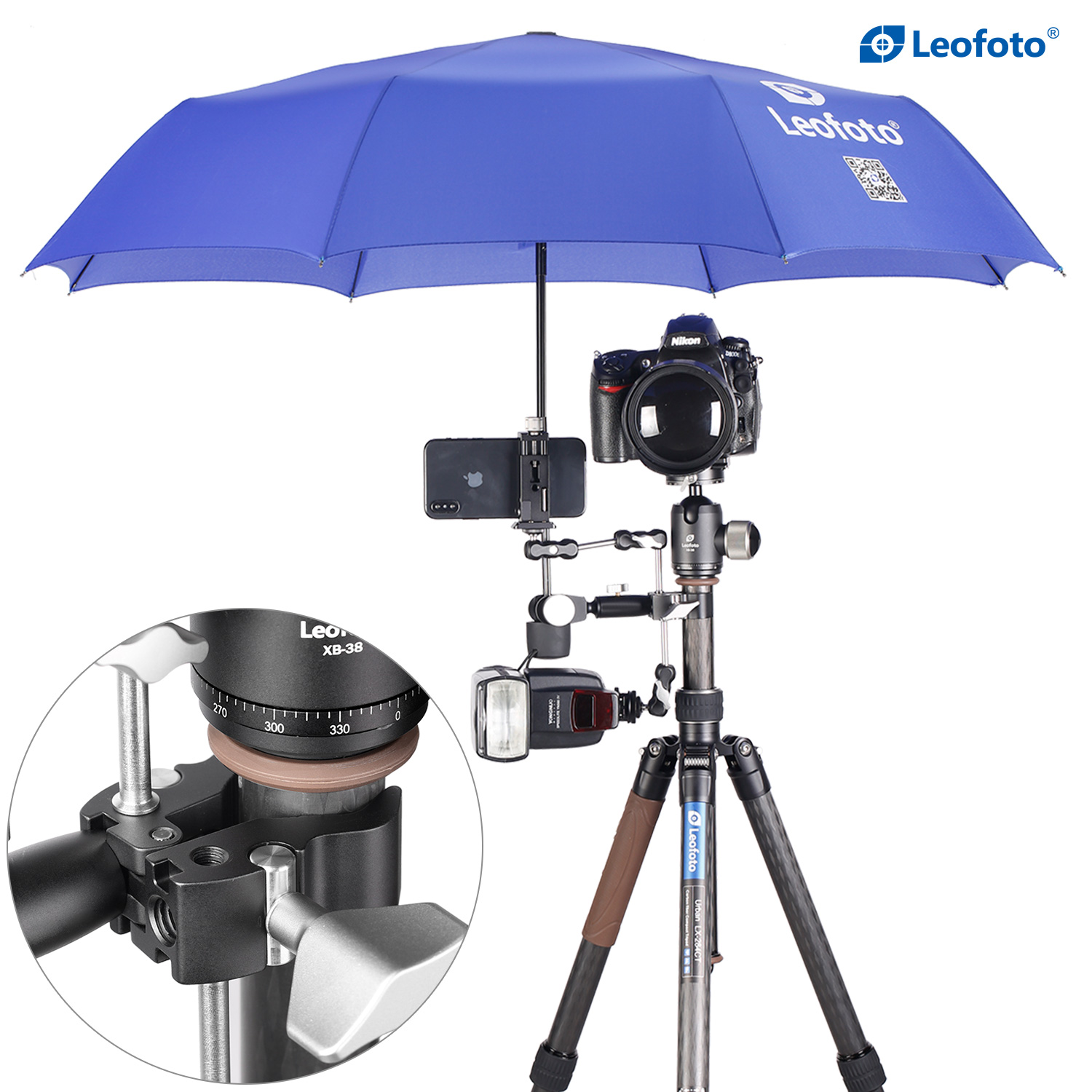 Leofoto UC-01 Umbrella Clamp for Center Columns - imagine 4